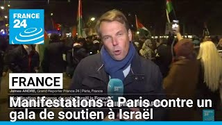 Des milliers de manifestants à Paris contre un gala de soutien à Israël • FRANCE 24 [upl. by Otilrac]