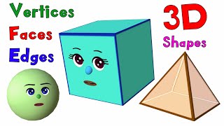 Learn About Faces Edges and Vertices  3D Shapes  Basic Geometry for Kids  Noodle Kidz [upl. by Namharludba]