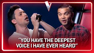 This guys INSANE DEEP voice SHOCKS The Voice coaches  Journey 120 [upl. by Kcirdde]