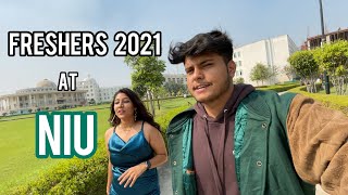 Noida international university  freshers 2021  vlog by HARSH and KOSHITA [upl. by Ykvir]