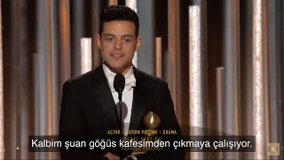 Türkçe  Rami Malek Dram Filmi Dalında En İyi Erkek Oyuncu Altın Küre Ödülü Konuşması [upl. by Richie357]