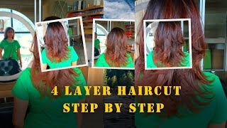 How To Cut Layer Cut Hair At Home By Self  How To Cut Layers in Medium [upl. by Hoopen]