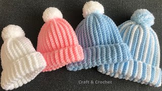 Easy amp fast crochet baby hatcrochet beaniecrochet for beginners [upl. by Ardelia]