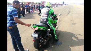 Rickey Gadson breaks record to become fastest man in India with a stock Kawasaki ZX14RR [upl. by Lorola]