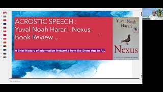 Yuval Noah Harari  Nexus Book Review in ACROSTIC SPEECH [upl. by Aicylla]