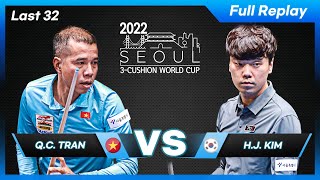 Last 32  Quyet Chien TRAN vs Haeng Jik KIM Seoul World Cup 3Cushion 2022 [upl. by Dirgni]