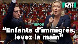 Léaument demande aux descendants d’immigrés de lever la main Le Pen répond « Bardella » [upl. by Karlen]