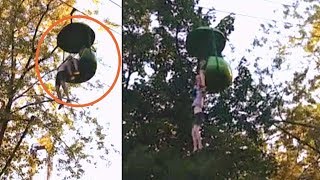 Teenager rescued after falling 25ft from amusement park ride [upl. by Nnahgem950]