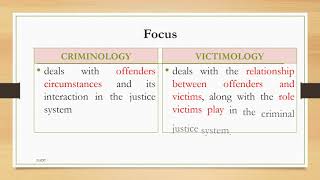 THE DIFFERENCE BETWEEN CRIMINOLOGY AND VICTIMOLOGY [upl. by Newmann]