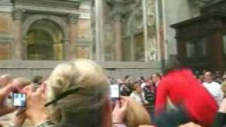 Woman knocks down Pope Benedict XVI  video footage [upl. by Norine]