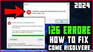 COME AGGIUSTARE LERRORE 126 SU WINDOWS 10 E 11  FIVEM ERROR 126  Onlinefixdll TUTORIAL viral [upl. by Fairley847]