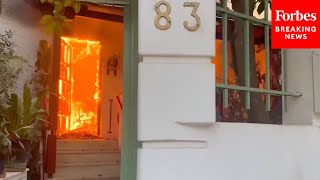 House In Athens Greece Burns Due To Massive Wildfires [upl. by Elleneg]