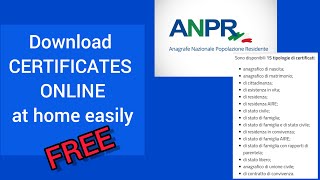 How to download Certificates from ANPR  anpr certificati online  anpr anagrafe [upl. by Vola604]