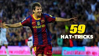 Lionel Messi  All 59 Hattricks in Career Revealed HD [upl. by Nnahteb774]