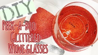 HOW TO MAKE A GLITTER GLASS WITH MODGE PODGE 🍷✨ How to make a peek a boo wine glass tutorial [upl. by Anna-Diana]