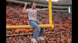 OSU fans tear down goal post and throw it in Theta Pond after Bedlam win [upl. by Lynd]