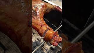 Freshly roasted whole lamb is steaming hot and sizzling meat roast food barbecue delicious [upl. by Meyeroff]