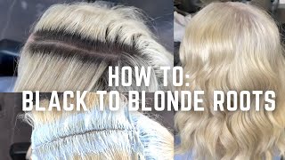 Bleaching Black roots to white blonde tutorial [upl. by Ettevy407]