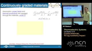 nanoHUBU Thermoelectricity L44 Thermoelectric Systems  Graded materials TE leg geometry impact [upl. by Eugenie822]