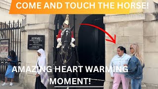 King’s Guard Encourages Special Person To Touch The Horse Live [upl. by Ahsuatan]