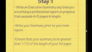 Learn How to write an Executive Summary tutorial [upl. by Wohlert]