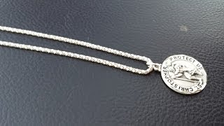 Sterling Silver Popcorn Chain 925 With St Christopher Pendant 925 [upl. by Ylahtan]