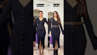 How to style Winter birthday dresses birthdaydress winterwear shorts myntrahaul longdress [upl. by Nhguavaj]