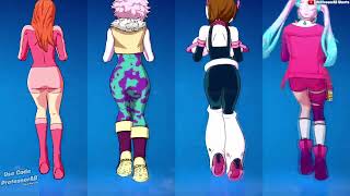 Fortnite Bunny Hop Emote With Mina Ashido Ochaco Atom Eve Lennox Rose Hot Anime Girl Skins Thicc🍑😜 [upl. by Chaney510]