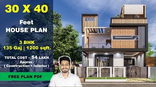 30x40 Duplex House plan 3D  135 Gaj  1200 sqft  30x40 Walkthrough  DV Studio [upl. by Sebastian]