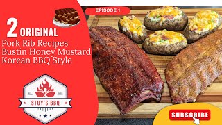 Smoked Pork Ribs Bustin Honey Mustard and Korean BBQ Style [upl. by Rednirah]