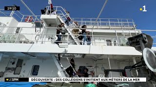 SaintPaul  des collégiens découvrent les métiers de la mer en visitant le bateau Cap Kersaint [upl. by Hyacinthie964]