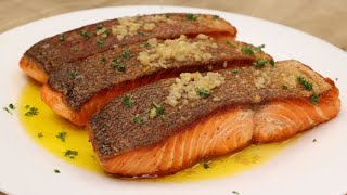 Pan Seared Salmon with Lemon Buttered Garlic Sauce [upl. by Saidel]