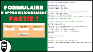 1 Créer un formulaire dapprovisionnement  mise en forme et formules [upl. by Ettevad]