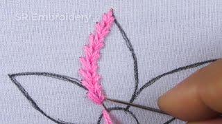 Hand Embroidery Amazing Wheatear Stitch Flower Embroidery Design With Easy Sewing Tutorial [upl. by Jb]