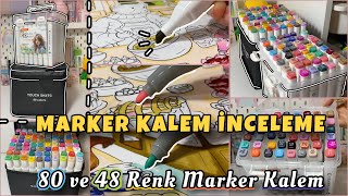 MARKER KALEM Ä°NCELEMESÄ°  Eskiz Defterine Ã‡izim  48 ve 80 renk marker kalem seti [upl. by Retepnhoj]