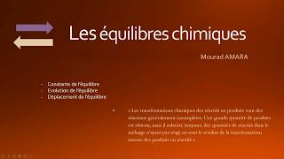 COURS EQUILIBRES CHIMIQUES [upl. by Anale]