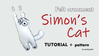 Simons Cat Tutorial  Free Pattern  How to make felt pin Simons Cat  Felt brooch handmade  DIY [upl. by Malvin]