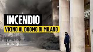 Incendio vicino al Duomo di Milano paura tra i cittadini quotAbbiamo visto il fuoco salire dal bassoquot [upl. by Olra]