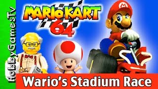 LEGO Floyd Races on Mario Cart 64 Wario Stadium HobbyGamesTV [upl. by Elisa150]