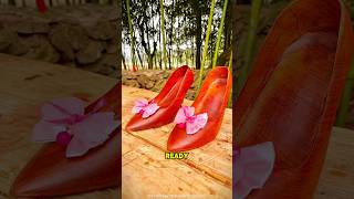 A Wooden Sandal for Grandma 👡☺️  mini wood toy woodworking art skillwood hand shorts [upl. by Eilahtan]