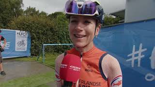 Annemiek van Vleuten  Interview at the start  Womens Glasgow UCI World Championships 2023 [upl. by Dickman641]