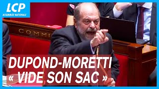 Le ministre de la justice Éric DupondMoretti quotvide son sacquot à lAssemblée nationale [upl. by Ingraham]