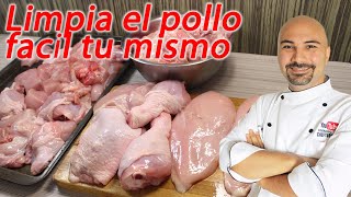 Como limpiar y cortar un pollo entero [upl. by Ahsinev]