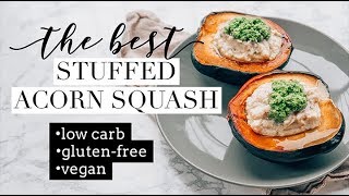 STUFFED ACORN SQUASH  Keto Vegan GlutenFree Low Carb DairyFree [upl. by Enneirb745]