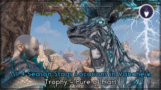 GOD OF WAR RAGNAROK  ALL 4 SEASONAL STAGS LOCATIONS  TROPHY PURE OF HART [upl. by Holleran768]