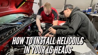 How to install a helicoil in an Ls cylinder head Strip out a hole No big deal [upl. by Turnbull452]