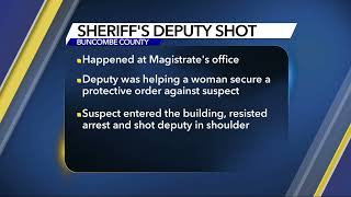 North Carolina sheriffs deputy shot while serving warrant in Buncombe County [upl. by Ailliw]