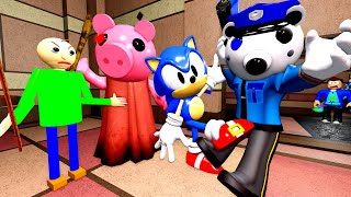 ROBLOX PIGGY  THE BEST FIGHT SCENES with SONIC and BALDI Funny Piggy Animation Cutscenes [upl. by Enahpets]