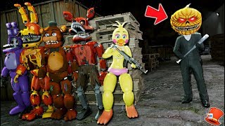 The Funny Animatronics Find Evil Pumpkin Head Hiding GTA 5 Mods FNAF RedHatter [upl. by Esertap]