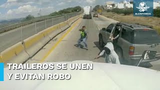 Ladrones son embestidos por tráileres en la autopista QuerétaroCelaya [upl. by Rehpotsirahc]